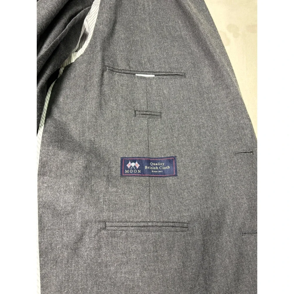 J.Crew Ludlow Slim Suit Mens 46R W38 L30 Moon British Cloth Charcoal Grey Wool